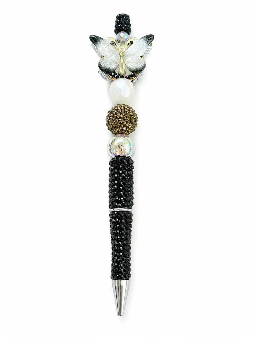 Crystal Butterfly Black Jeweled Pen handmade